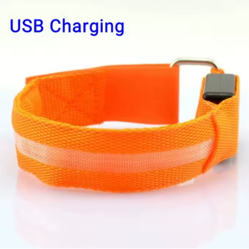 Night Sport Running Cycling LED Flashing Wristband USB Rechargeable Armband Outdoor Safety Arm Leg Warning Wrist Strap Light