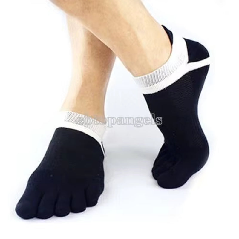 Men'S Cotton Toe Socks Pure Five Finger Socks Breathable One Pair