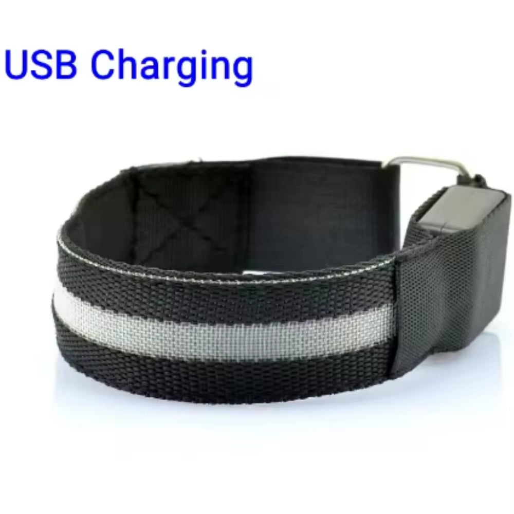 Night Sport Running Cycling LED Flashing Wristband USB Rechargeable Armband Outdoor Safety Arm Leg Warning Wrist Strap Light