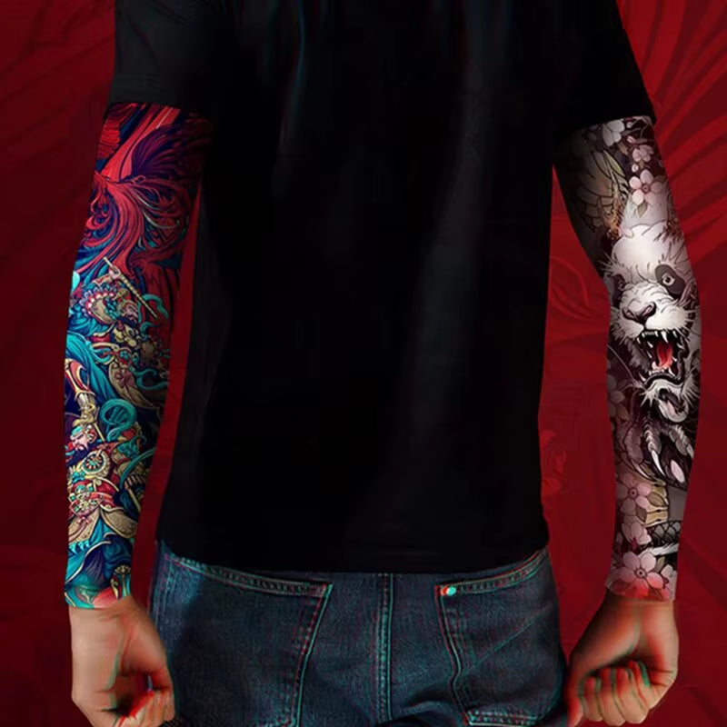 Tattood Ice Sleeve Flower Arm Seamless Ice Silk Sunscreen Sleeve Sleeve Arm Cover Riding Outdoor Arm Protection
