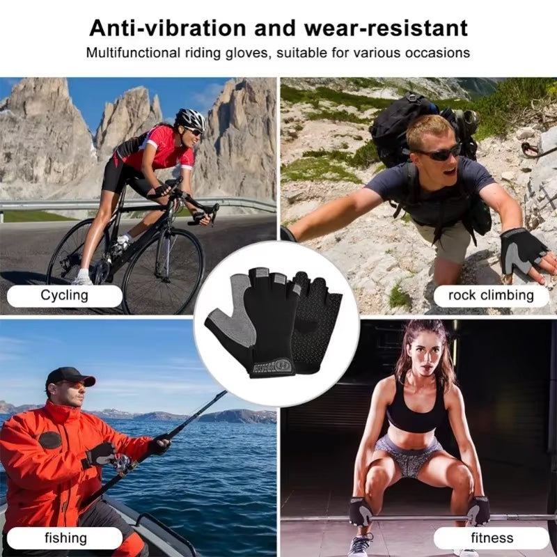 Fingerless Gym Training Gloves for Men Women Cycling Gloves Sports Fitness Motorcycle Mtb Anti-Slip Gloves Bicycle Accessories