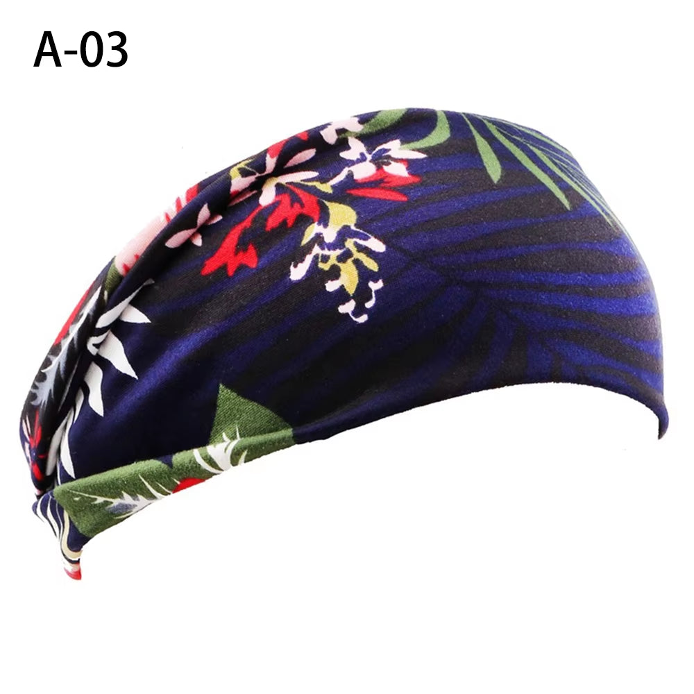 1PC Women'S Wide Stretchy Cross Sports Headbands Twist Knot Nonslip Elastic Folds Yoga Fitness Running Summer Makeup Hair Band