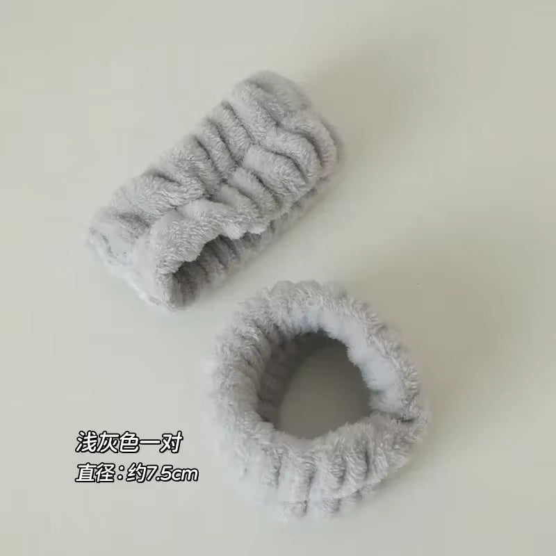 2Pcs One Pair Wash Face and Wrist Band Absorb Water Sports Sweat Wiping Bracelet Hairband Moisture Proof Sleeve Wrist Guard