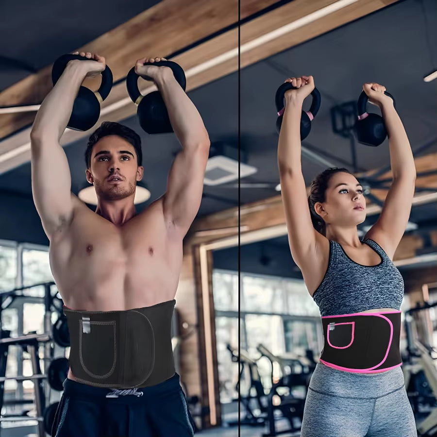 Sweat Waist Trimmer for Women and Men, Promotes Sweat Wrap Exercise and Fitness Workout Belt, Abdominal Trainer,Phone Pocket