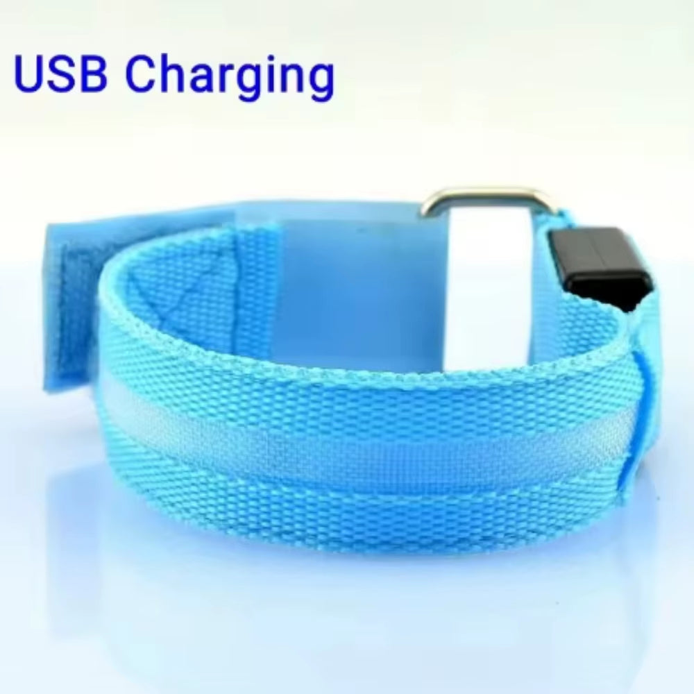 Night Sport Running Cycling LED Flashing Wristband USB Rechargeable Armband Outdoor Safety Arm Leg Warning Wrist Strap Light