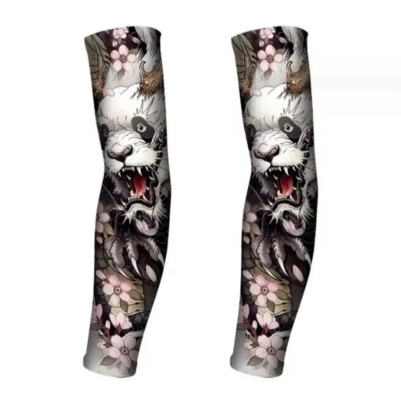 Tattood Ice Sleeve Flower Arm Seamless Ice Silk Sunscreen Sleeve Sleeve Arm Cover Riding Outdoor Arm Protection