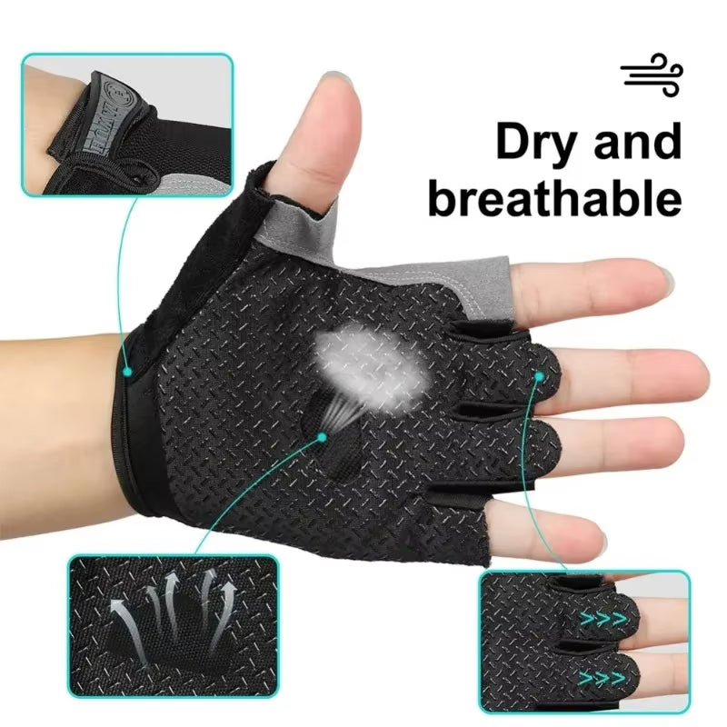 Fingerless Gym Training Gloves for Men Women Cycling Gloves Sports Fitness Motorcycle Mtb Anti-Slip Gloves Bicycle Accessories