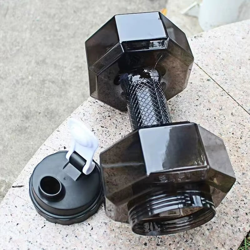 1Pc 1500Ml High Capacity Plastic Dumbbell Shaped Portable Water Bottle Creative Fitness Dumbbells Sport Bottle