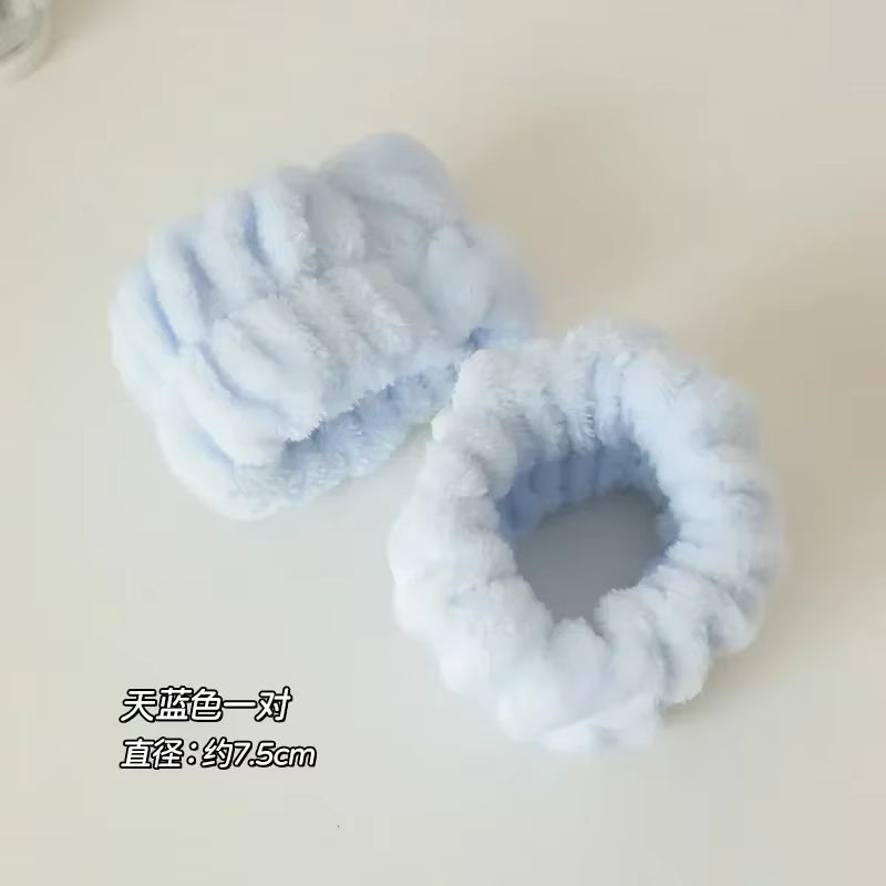 2Pcs One Pair Wash Face and Wrist Band Absorb Water Sports Sweat Wiping Bracelet Hairband Moisture Proof Sleeve Wrist Guard