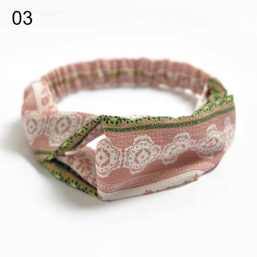 1PC Women'S Wide Stretchy Cross Sports Headbands Twist Knot Nonslip Elastic Folds Yoga Fitness Running Summer Makeup Hair Band
