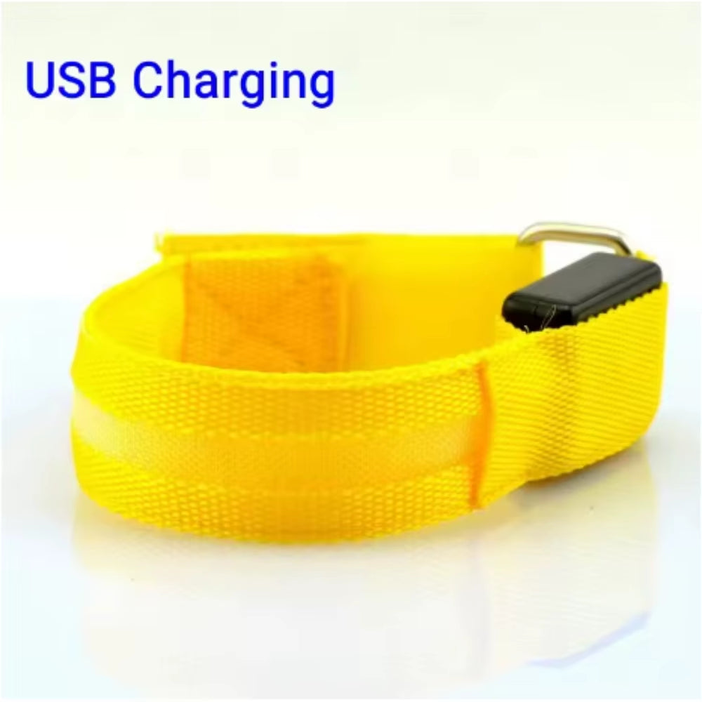 Night Sport Running Cycling LED Flashing Wristband USB Rechargeable Armband Outdoor Safety Arm Leg Warning Wrist Strap Light