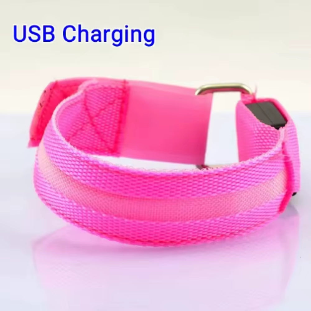 Night Sport Running Cycling LED Flashing Wristband USB Rechargeable Armband Outdoor Safety Arm Leg Warning Wrist Strap Light