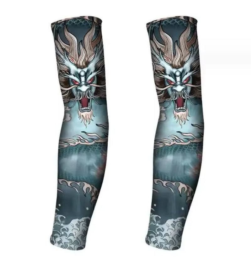 Tattood Ice Sleeve Flower Arm Seamless Ice Silk Sunscreen Sleeve Sleeve Arm Cover Riding Outdoor Arm Protection
