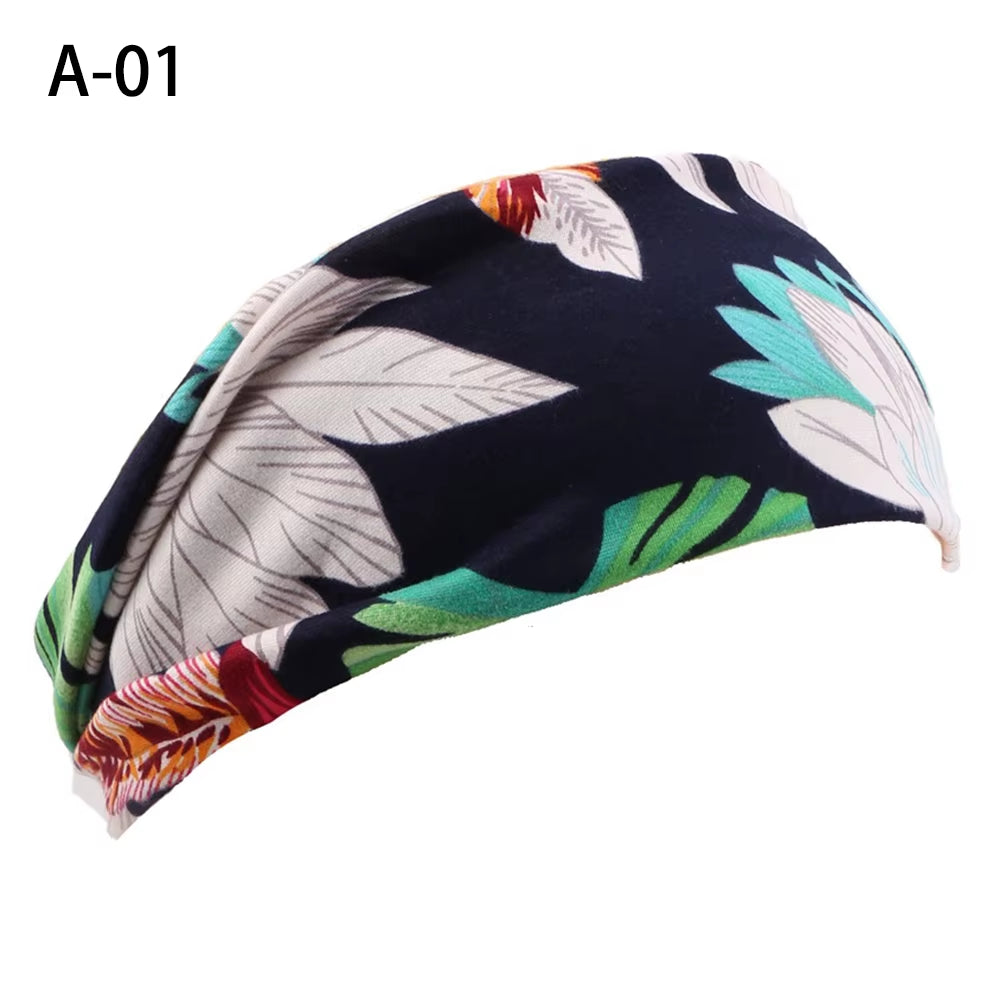 1PC Women'S Wide Stretchy Cross Sports Headbands Twist Knot Nonslip Elastic Folds Yoga Fitness Running Summer Makeup Hair Band
