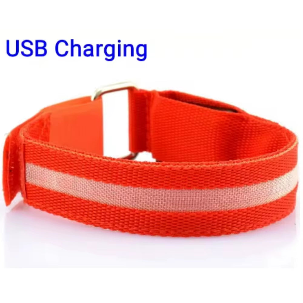 Night Sport Running Cycling LED Flashing Wristband USB Rechargeable Armband Outdoor Safety Arm Leg Warning Wrist Strap Light