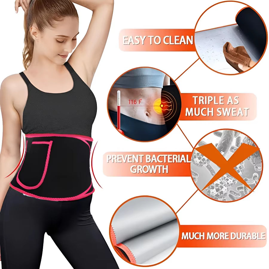 Sweat Waist Trimmer for Women and Men, Promotes Sweat Wrap Exercise and Fitness Workout Belt, Abdominal Trainer,Phone Pocket