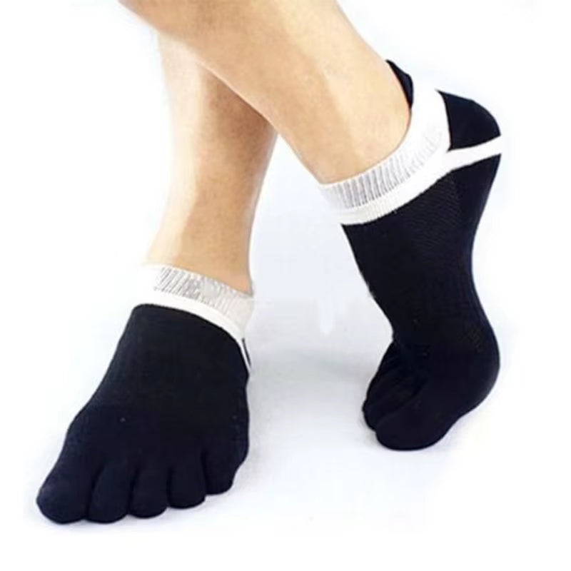 Men'S Cotton Toe Socks Pure Five Finger Socks Breathable One Pair
