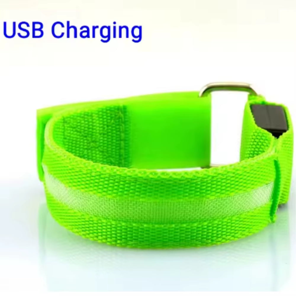 Night Sport Running Cycling LED Flashing Wristband USB Rechargeable Armband Outdoor Safety Arm Leg Warning Wrist Strap Light