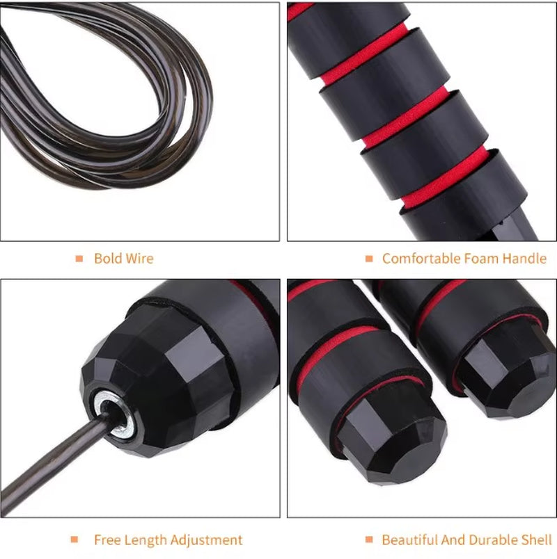 4 Color Adjustable Fitness Weighted Speed Jump Rope with Foam Handle Fitness Exercises for Fitness Home Exercise&Slim Body Free