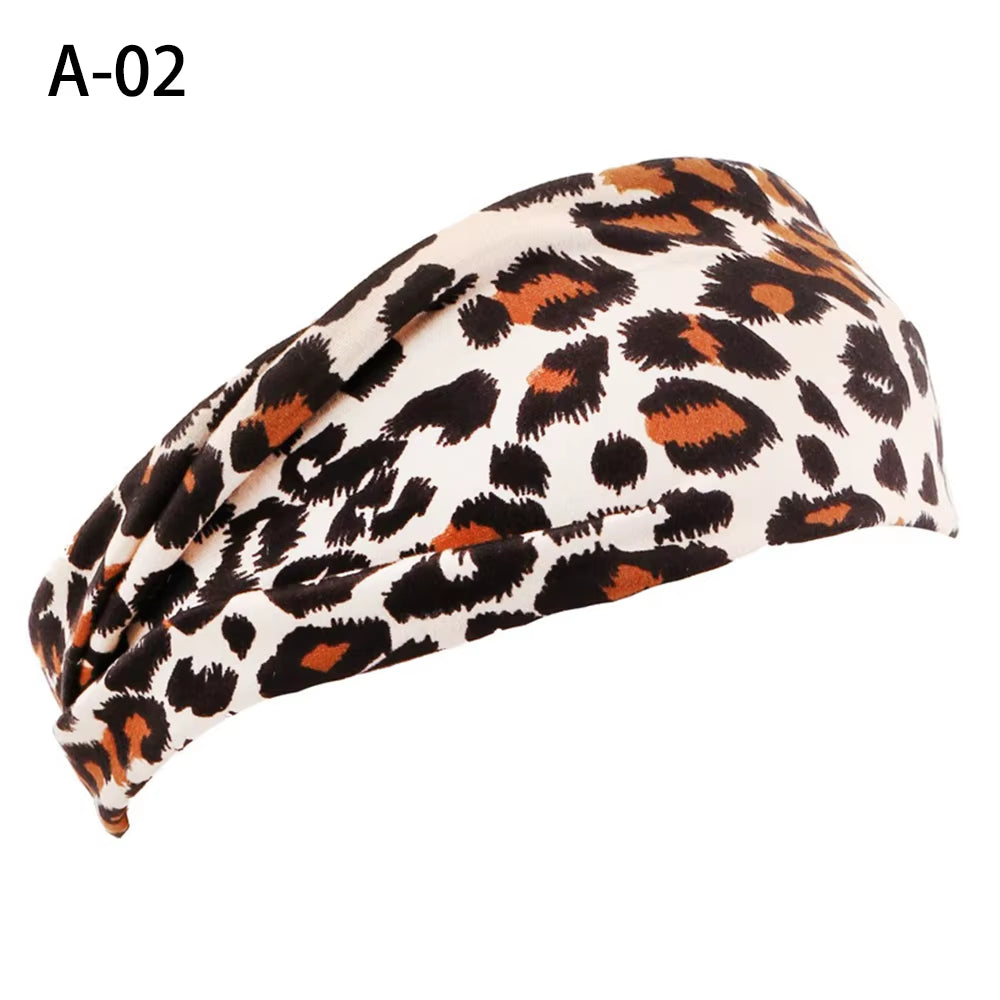 1PC Women'S Wide Stretchy Cross Sports Headbands Twist Knot Nonslip Elastic Folds Yoga Fitness Running Summer Makeup Hair Band