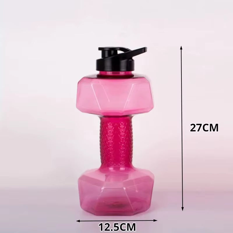 1Pc 1500Ml High Capacity Plastic Dumbbell Shaped Portable Water Bottle Creative Fitness Dumbbells Sport Bottle