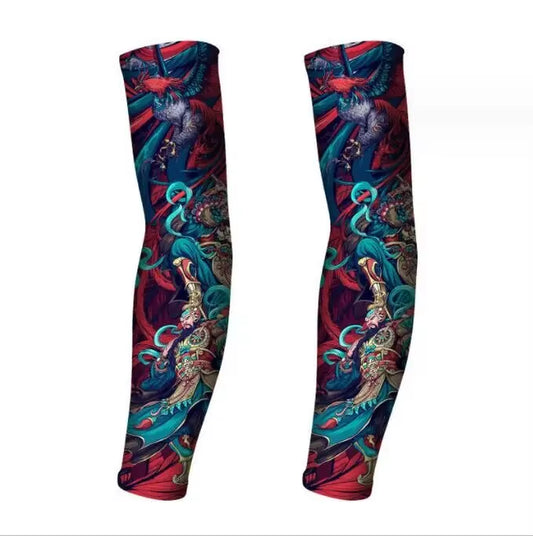 Tattood Ice Sleeve Flower Arm Seamless Ice Silk Sunscreen Sleeve Sleeve Arm Cover Riding Outdoor Arm Protection