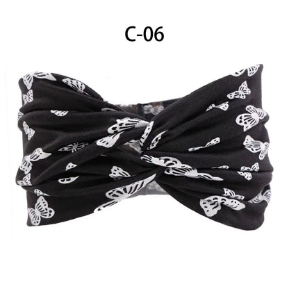 1PC Women'S Wide Stretchy Cross Sports Headbands Twist Knot Nonslip Elastic Folds Yoga Fitness Running Summer Makeup Hair Band