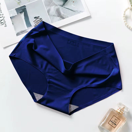 New Ladies Ice Silk Seamless Panties Women'S One-Piece Panties Breathable Mid-Waist Sexy Panties Briefs plus Size Panties