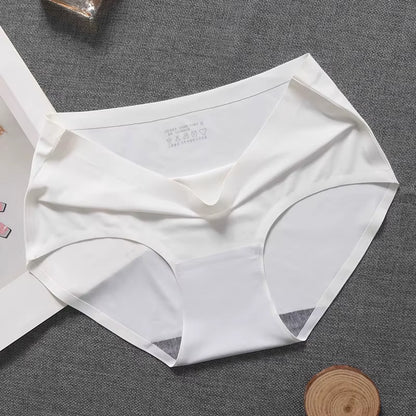 New Ladies Ice Silk Seamless Panties Women'S One-Piece Panties Breathable Mid-Waist Sexy Panties Briefs plus Size Panties