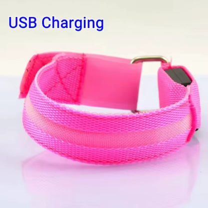 Night Sport Running Cycling LED Flashing Wristband USB Rechargeable Armband Outdoor Safety Arm Leg Warning Wrist Strap Light