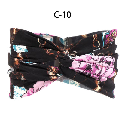 1PC Women'S Wide Stretchy Cross Sports Headbands Twist Knot Nonslip Elastic Folds Yoga Fitness Running Summer Makeup Hair Band