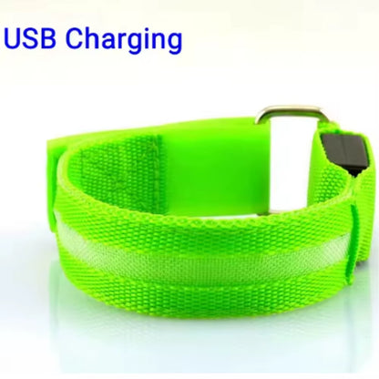 Night Sport Running Cycling LED Flashing Wristband USB Rechargeable Armband Outdoor Safety Arm Leg Warning Wrist Strap Light