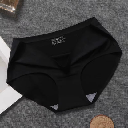 New Ladies Ice Silk Seamless Panties Women'S One-Piece Panties Breathable Mid-Waist Sexy Panties Briefs plus Size Panties